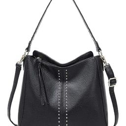 lycheebags Hobo Purse Made of Vegan Leather Shoulder Bag for Women - Black-image-97