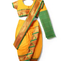 Bhartiya Paridhan Silk Nauvari Saree with Half Sleeves Zari Blouse - Golden-picture-20