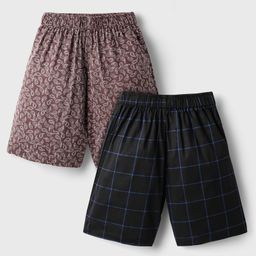 Rikidoos Cotton Pack Of 2 Checked & Paisley Printed Boxers - Coffee Brown & Black-image-40