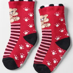 Mustang Cotton Knit Ankle Length Socks with Bear Design - Red-picture-34
