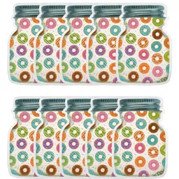Birthday Popper Donut Mason Jar Zip-Lock Pouch | Pack of 10; Medium | Reusable, Leak-Proof Stand-Up Food Storage Bag | Airtight Seal Ziplock Pouches as Birthday Return Gifts-picture-9