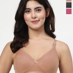 LILY Women Pack Of 3 Solid Full Coverage Heavily Padded Non Wired Regular T-shirt Bra-13