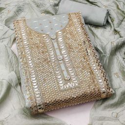 Ishin Embroidered Unstitched Dress Material-image-11