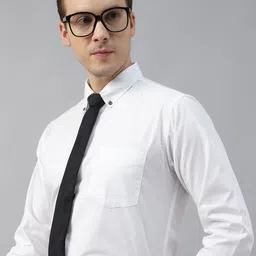 Hancock Men Standard Button-Down Collar Solid Cotton Slim Fit Formal Shirt-image-28