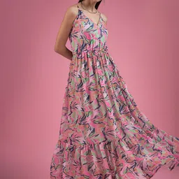 all about you Floral Print Georgette Maxi Dress-image-28