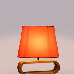 Devansh Red & Beige Textured Wooden & Cotton Frusturical Shaped Table Lamp image 3