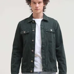 Grit and Flair Men Washed Cotton Denim Jacket-picture-52