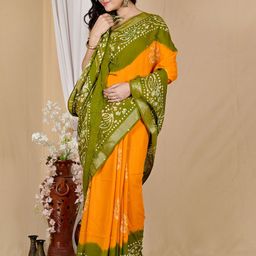 PuJoy Batik Zari Pure Cotton Taant Saree-image-71