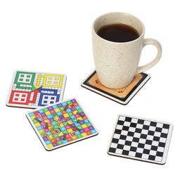 DULI Set of 4 Square Games Coasters for Home and Dining Table image 5