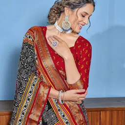 DIVASTRI Ajrak Block Designer Block Print Saree image 2