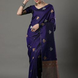 CaniBani Purple Silk Blend Banarasi Sarees-image-5