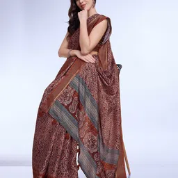 all about you Ajrak Block Printed Saree image 5
