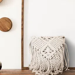 ASTRID White Self Design Macrame Sling Bag image 1