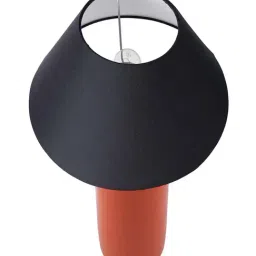 Homesake Orange Ceramic Base Table Lamp with Black Cone Shade (Bulb Included) - Set of 1 image 3