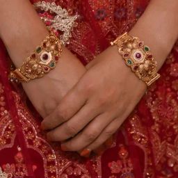 Odette Gold Faux Stone Embellished Peacock Designed Bangles for Women - Set of 2-picture-49