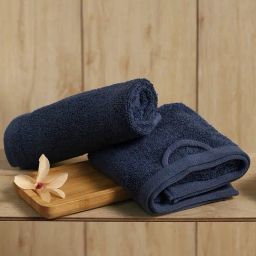 Monte Carlo Oslo Navy Blue Cotton Printed Hand Towel - Set of 2-26