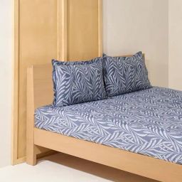 Westside Home Dusty Blue Queen Bed Fitted Sheet and Pillowcase Set-image-52
