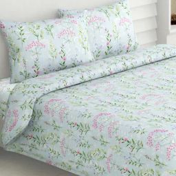 Haus & Kinder Blue 186 TC Cotton King Bedsheet with 2 Pillow Covers-image-21