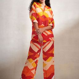 Gulabo by Abu Sandeep Women Striped Relaxed Straight Leg Mid-Rise Parallel Trousers-picture-26