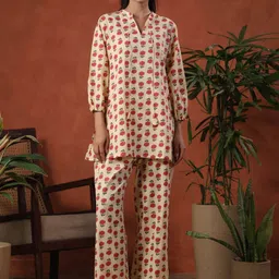 Anayna Printed Cotton Tunic & Trousers Co-Ord Set-image-94