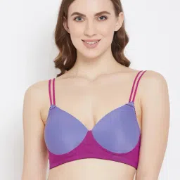 Clovia Blue & Purple Non Wired Padded T-Shirt Bra-picture-20
