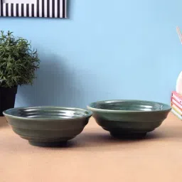 VarEesha Awesome Solids Olive Ceramic Serving Bowls (500 ml) - Set of 4-38
