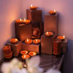 ellementry Shathdeep Natural Brown Handmade Diya - Set of 24-17
