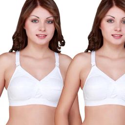 Floret Multicolor Non Wired Non Padded Full Coverage Bra (Pack Of 2)-image-9