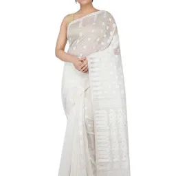 Pinkloom White Woven Jamdani Saree-picture-20