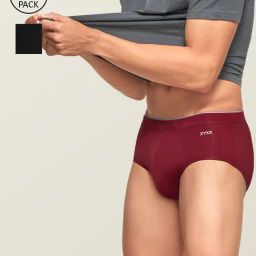 XYXX Maroon & Black Snug Fit Briefs - Pack of 2-image-10