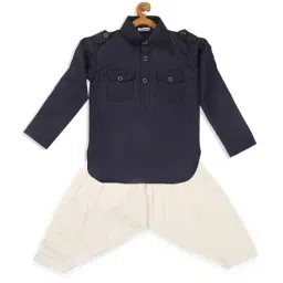 VASTRAMAY SISHU Blue & White Cotton Relaxed Fit Kurta Set-picture-48