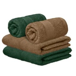 Haus & Kinder Self Olive & Coffee 500 GSM Cotton Hand Towels - Set of 4-image-26