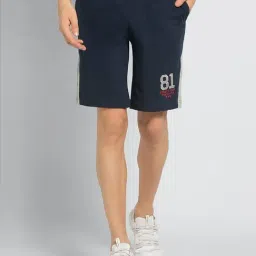 Van Heusen Athleisure Regular Fit Smart Tech Easy Stain Release Solid Knit Shorts - Blue Melange-picture-46