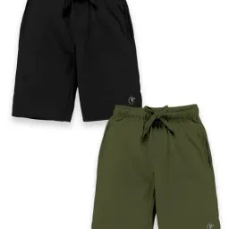 Kiddopanti Kids Black & Green Solid Shorts (Pack Of 2)-picture-17