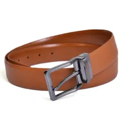 BELWABA Tan Textured Formal Reversible Leather Belt for Men-image-20