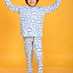 Anthrilo Kids Sky Cotton Printed Full Sleeves T-Shirt & Trouser-image-90