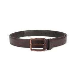Simon Carter Brown Leather Textured Formal Belt for Men-image-4
