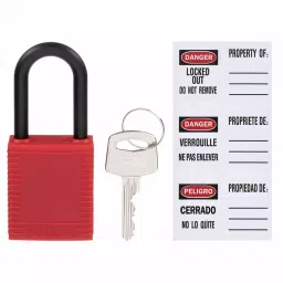 BRADY Lockout Padlock Keyed Different Nylon Std Body Size Nylon Std Red, 39N225 image 2