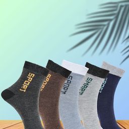 MJE Unisex Pack Of 5 Printed Anti-Odour Ankle-Length Socks-image-64
