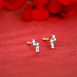 GIVA Gold Bolt Diamond Earrings-image-37