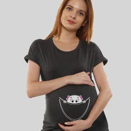 SillyBoom Women Charcoal Printed T-shirt-image-83