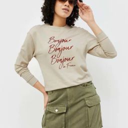 Fame Forever by Lifestyle Beige Cotton Printed Sweatshirt-image-100