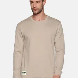 SHOWOFF Brown Cotton Slim Fit Solid Sweatshirt-image-53