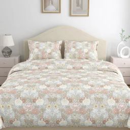 Haus & Kinder Cotton Multicolor Boho Blossom 144 TC Double Flat Bedsheet with 2 Pillow Covers-31