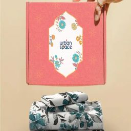Urban Space Aqua Cotton Printed 200 TC Double Bedsheet with 2 Pillow Covers-picture-36