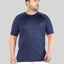 Chkokko Navy Blue Relaxed Fit Solid T-Shirts-picture-12