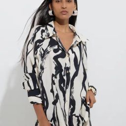 Wardrobe by Westside Off-White Abstract Design Cotton Shirt-image-102