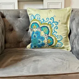 Bells & Whistles Putita Sage Silk Embroidery Cushion Cover-picture-6