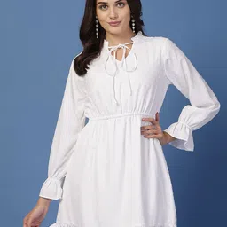 Style Quotient Women Tie-Up Neck Fit & Flare Dress-image-58