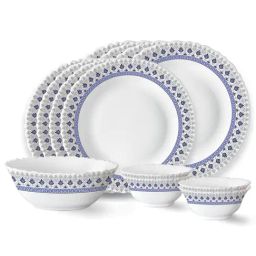 Larah by Borosil Flora White Opalware 13 Pieces Dinner Set-image-19